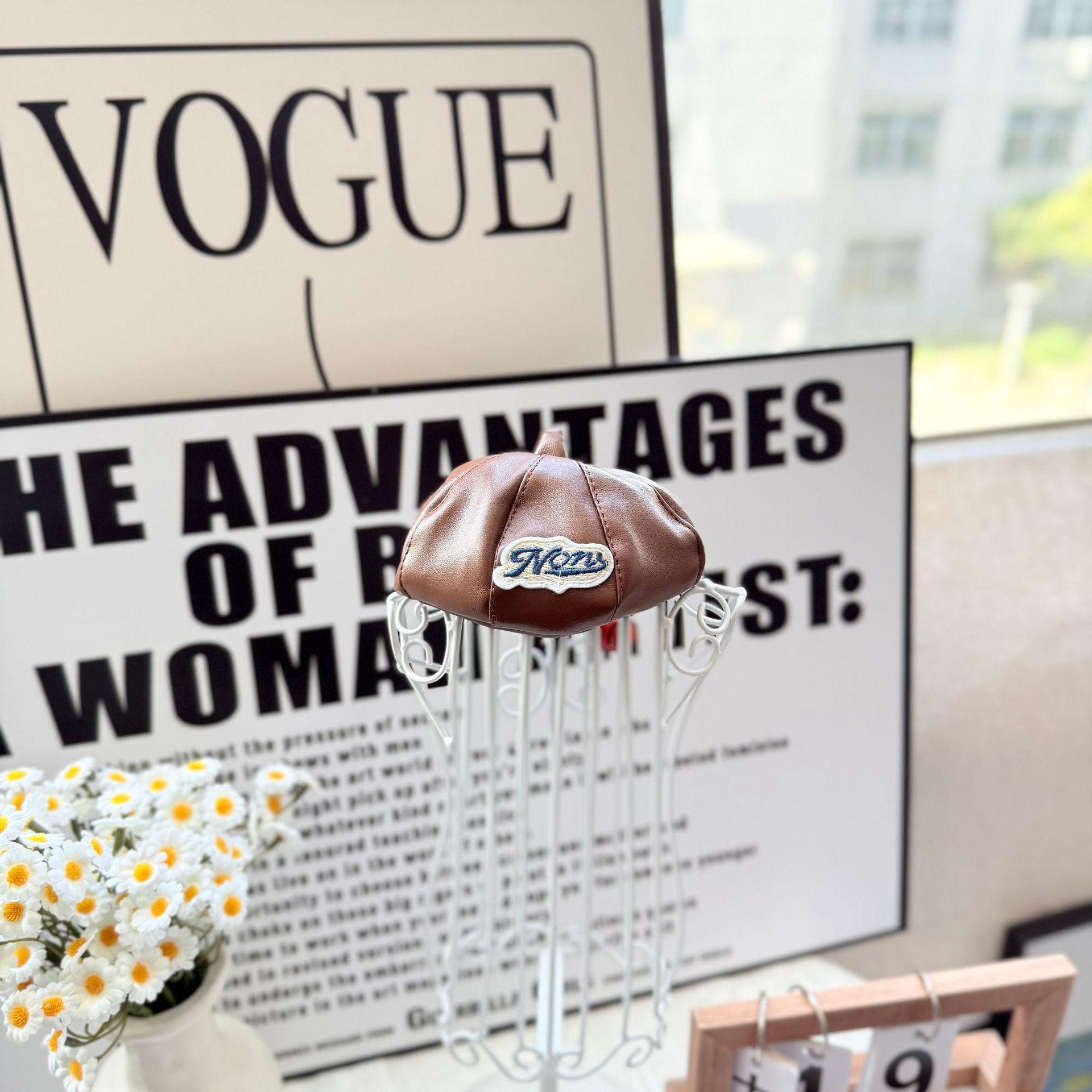 

Pet Pumpkin Leather Hat: Autumn/Winter Decorative & Warm Fashion for Small Dogs & Cats S Diameter 10cm