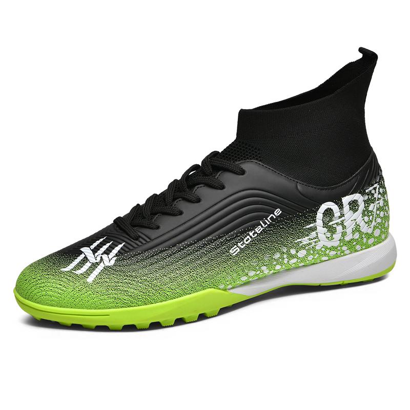 Mens Soccer Shoes High Top Athletic Professional Outdoor Field Training Football Shoes Grass Futsal Court Football Boot for Men