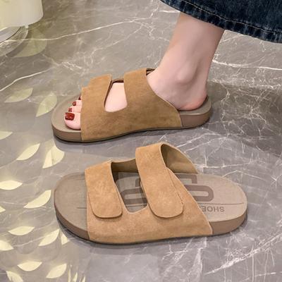 Ladies Shoes On Sale 2024 Fashion Open Toe Women's Slippers Summer Retro Rome Solid Solft Sole Casual Comfortable Flat Shoes