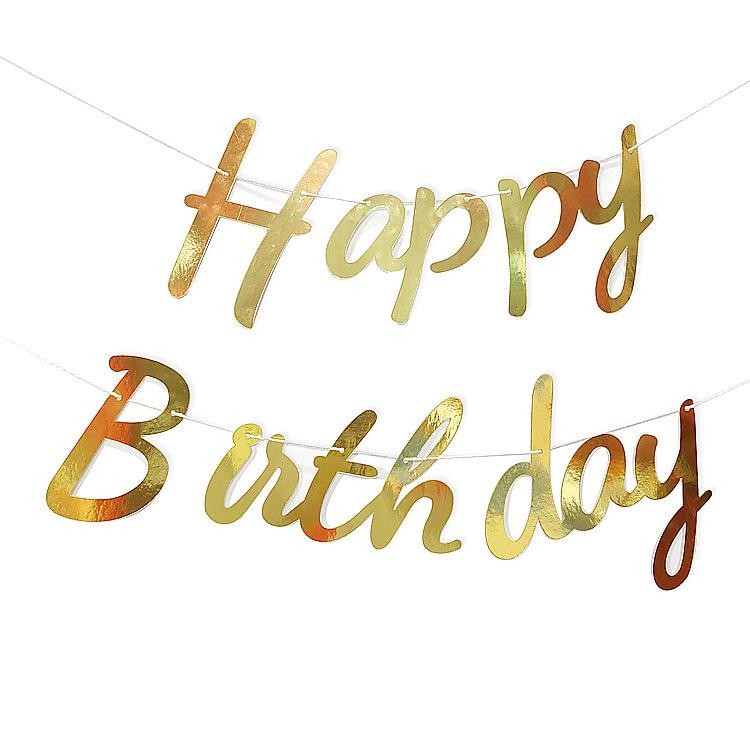 Happy Birthday Hat One-Piece Bronzing Flag Baby'S First Birthday Arrangement Banner Customization