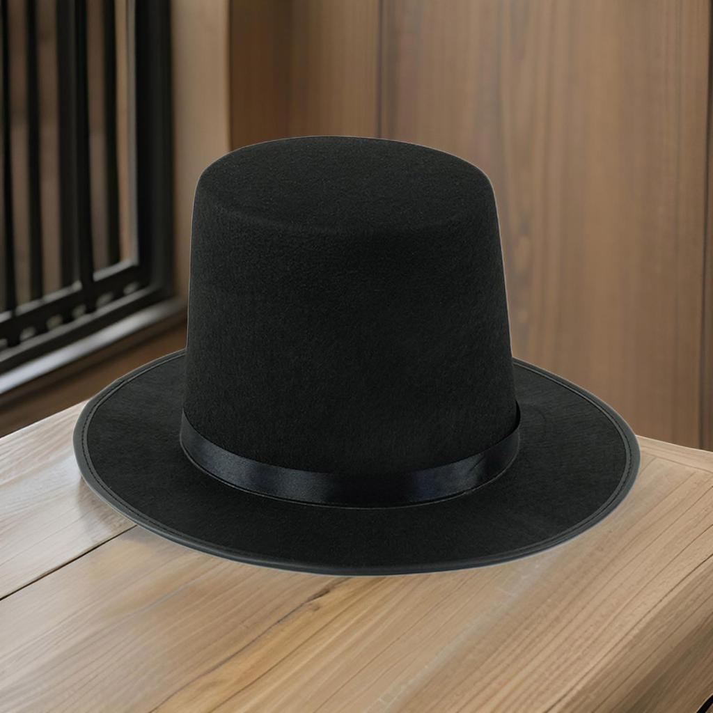 Vintage Black Top Hat Satins Ribbon Belt Caroler Snowman Costume Accessory for Adults and Teens Formal Occasion