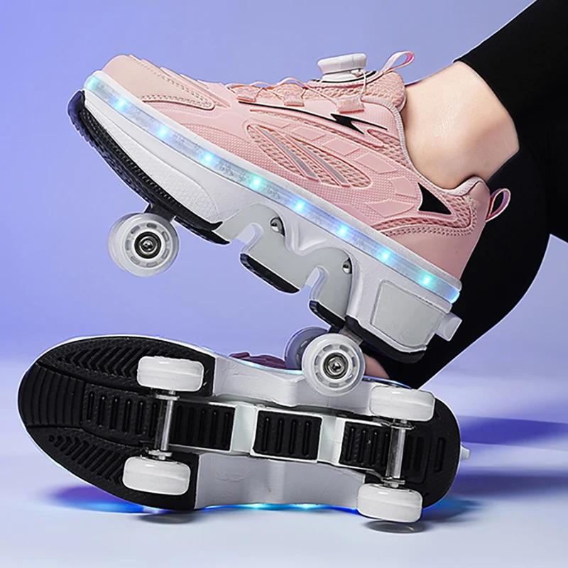 2025 New Roller Skates Students Outdoor Wheel Shoes Multi-functional Sports Shoes 33-43 Size High Quality Roller Skates