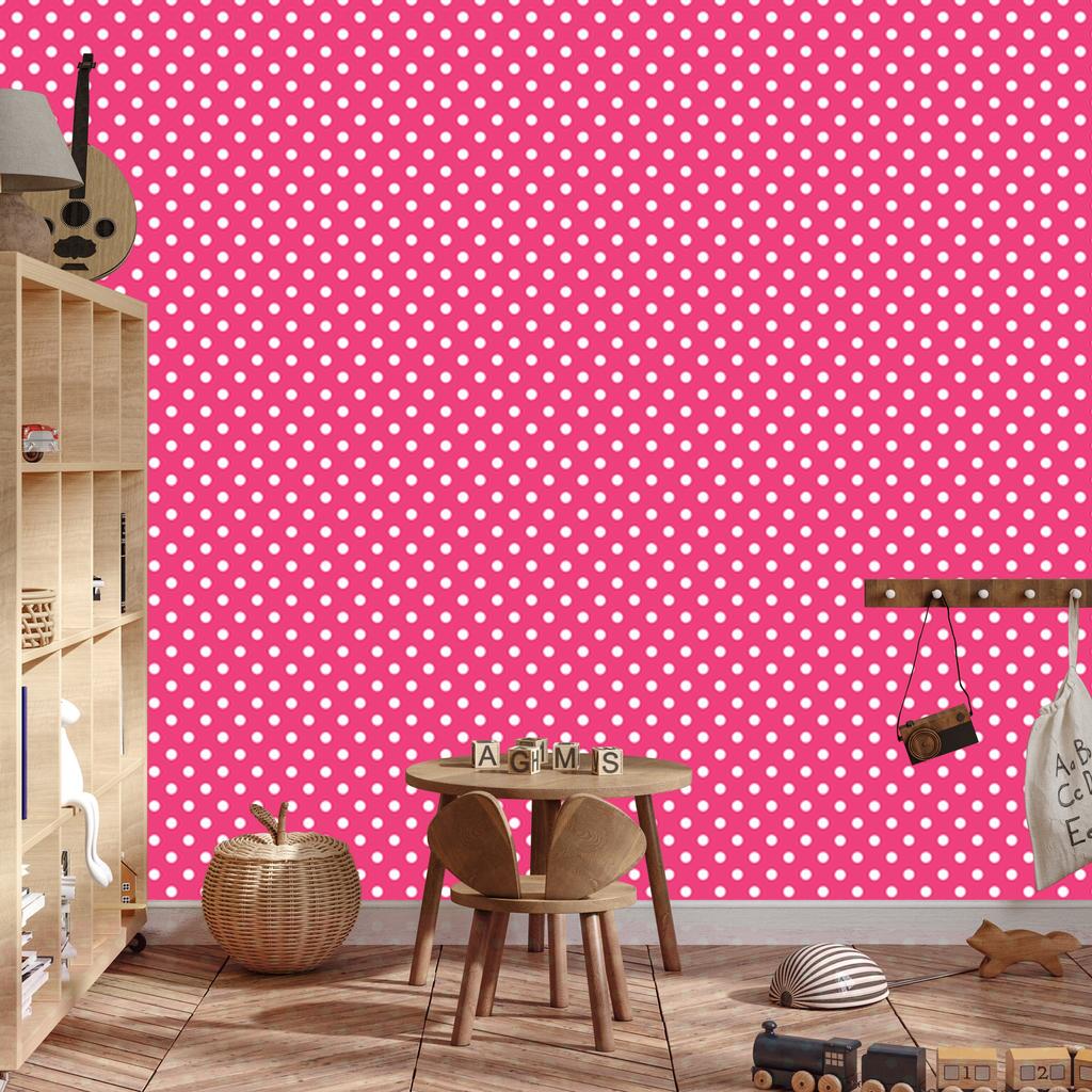 Pink and Powder Pink Dots Wallpaper for Living Room and Bedroom 50x1000