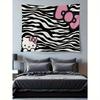 Anime wall hanging with black and white horse pattern featuring a pink bow suitable for bedroom decoration and party use