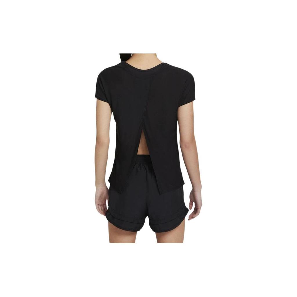 Nike Round Neck Casual Solid Logo Running Quick-Dry Short Sleeve T-Shirt Women Tops Black CZ9607-010