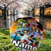 Custom Name Personalized Saint Seiya Print Umbrella, Auto Open Close, 8‑Rib Sturdy Frame, Commute Camping Hiking Use, Birthday Gift