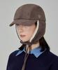 Bajal Va Curved Circle Logo Suede Flap Cap Dark Brown