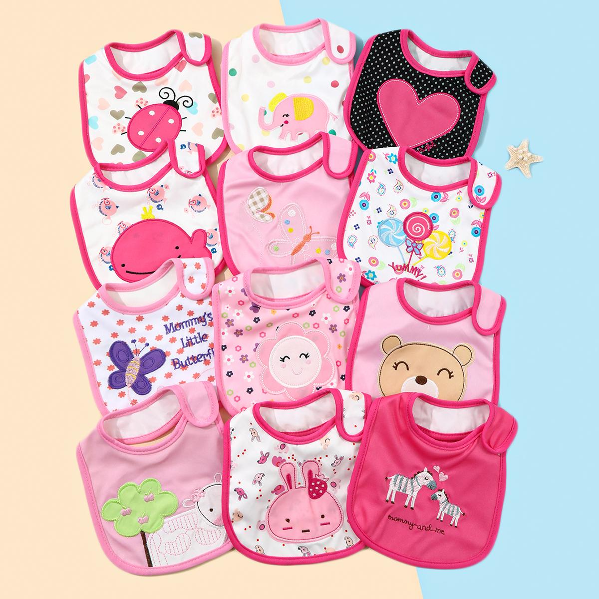 Random 5pcs/set Baby Girl Boy Feeding Bibs Waterproof Apron Cartoon Towel Kids Toddler Dinner Burp Cloths Random 5pcs розовый