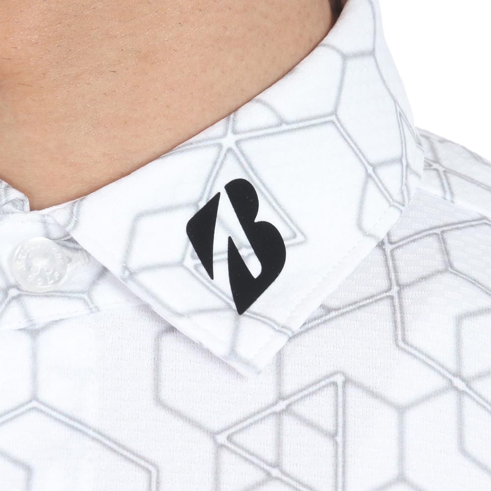 BRIDGESTONE Golf AGM03A Men's Short Sleeve Golf Shirt, White