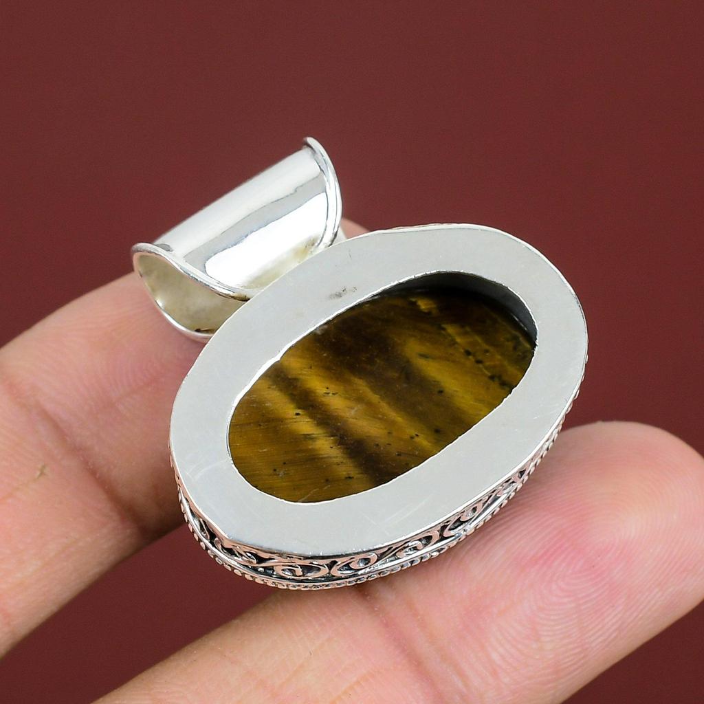 Tiger's Eye Pendant 925 Sterling Silver Pendant Handmade Gemstone Pendant Tiger's Eye Jewelry Vintage Pendant Gifts For Women Dainty Jewelry