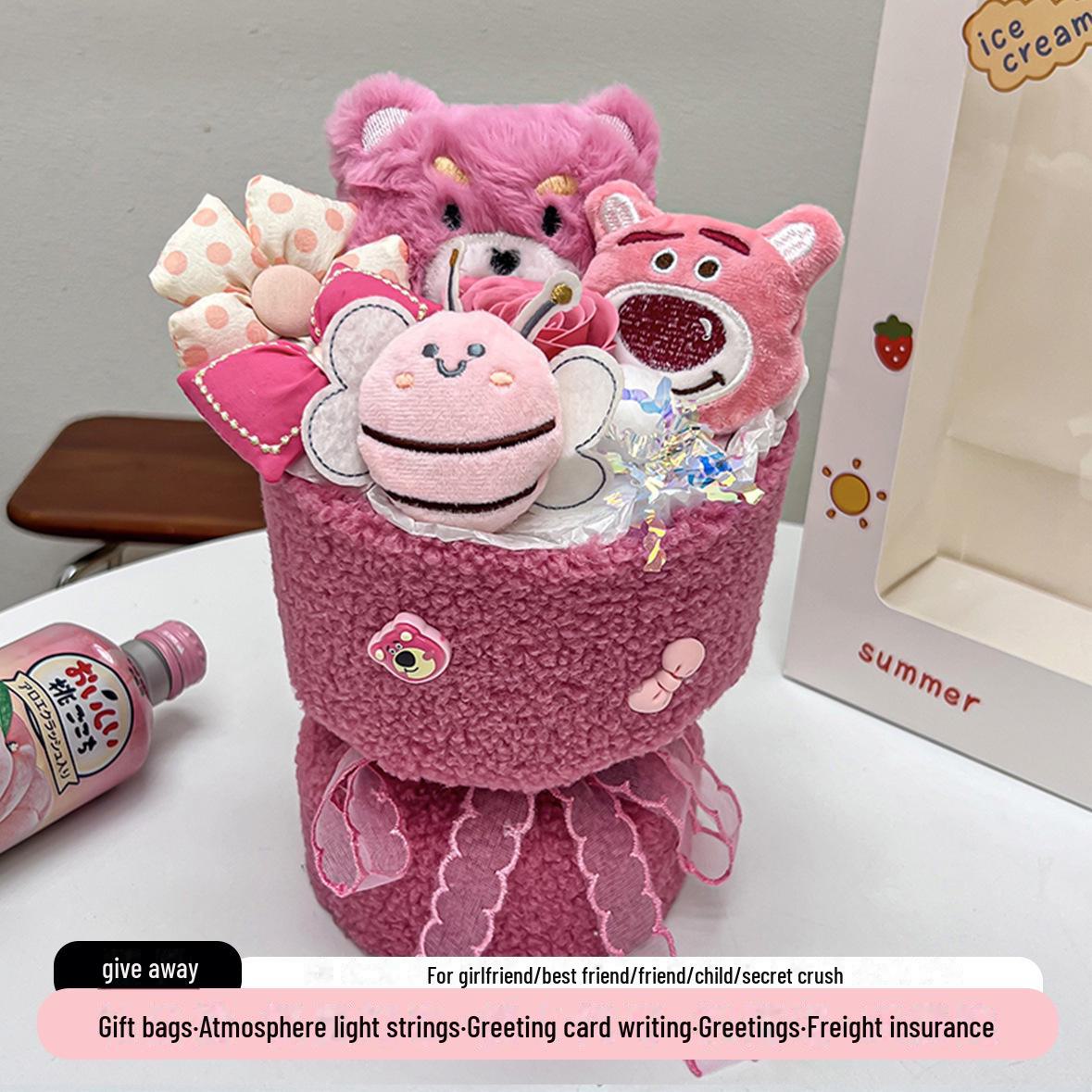 

Мультяшный кукольный букет: Куломи и собака с корицей — креативный подарок на день рождения, День учителя или День матери Gift Bag + Card + Fairy Lights