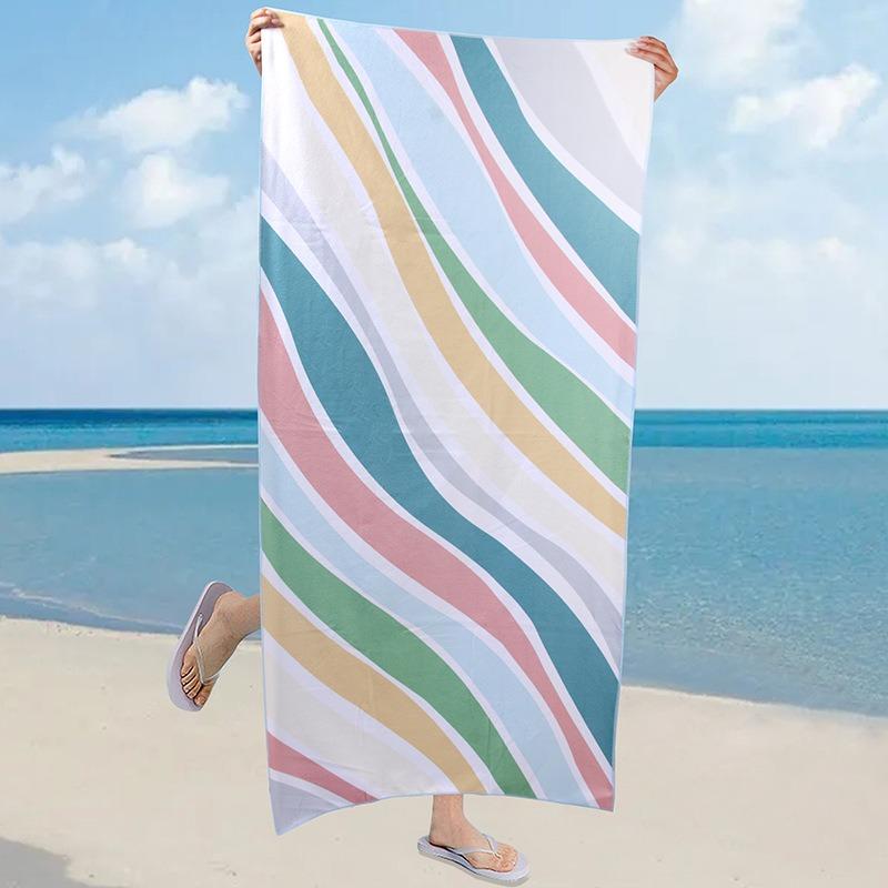 Blue Floral Print Beach Towel Polyester Quick Dry Sand Free Large Bath Towels for Summer Pool Swimming Vacation Travel Blanket