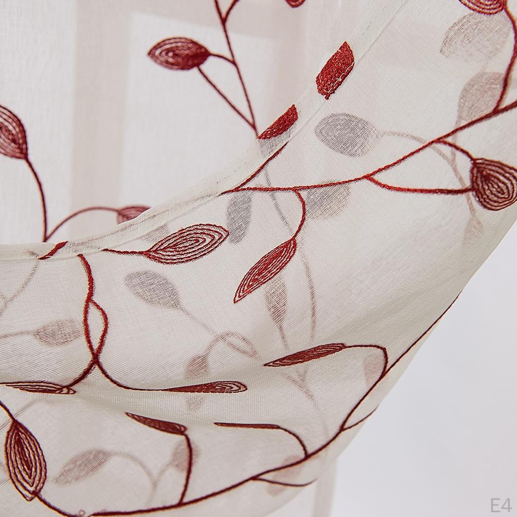 Window Embroidered Tie Up Shades Curtains W46xL63inch