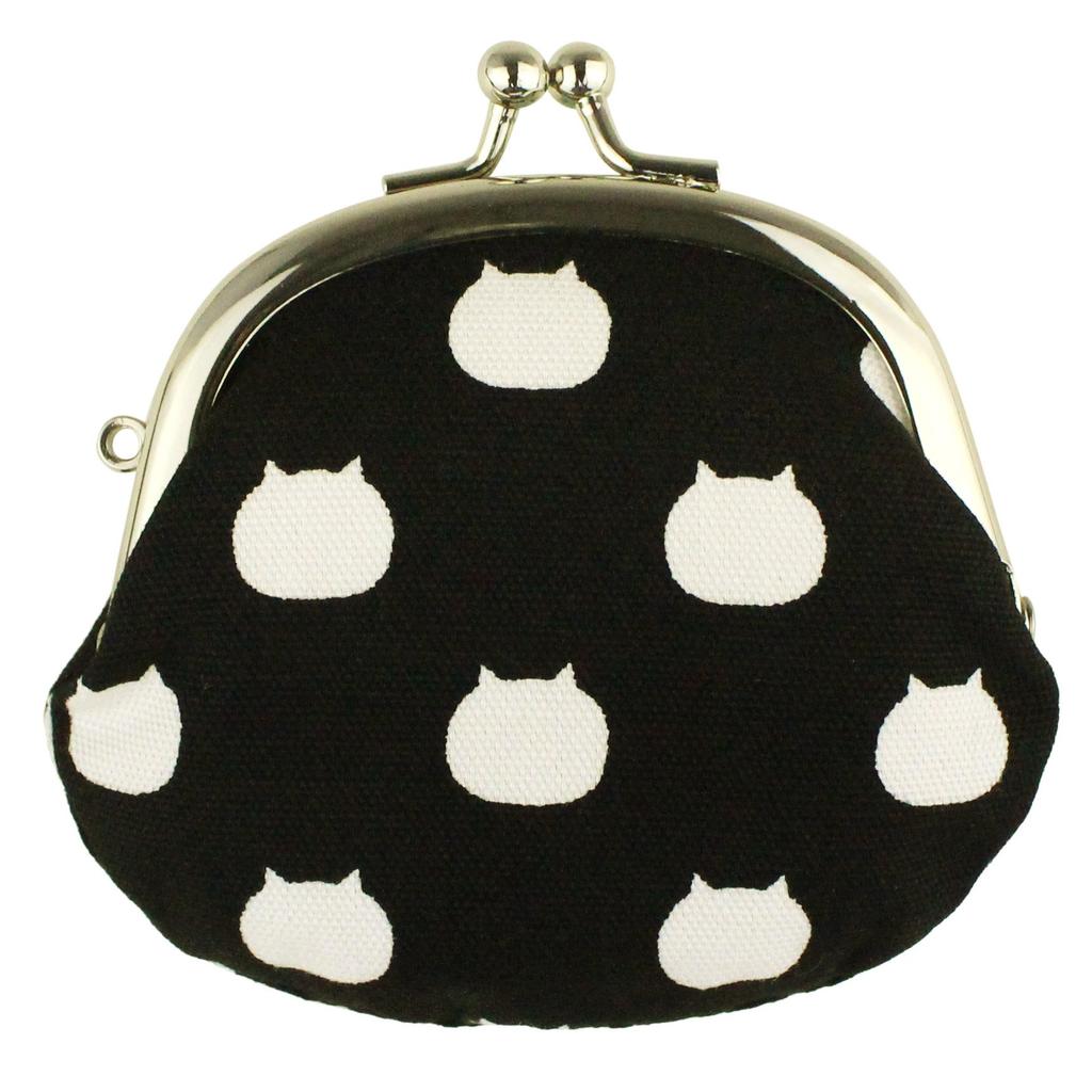 Made in Japan by Shunkoen Coin Purse with a Clasp and Sesame and 9cm Wide x High Sumishoyu, Cat-shaped Design, Salt, NTGS-10F, Approx. 9.5cm