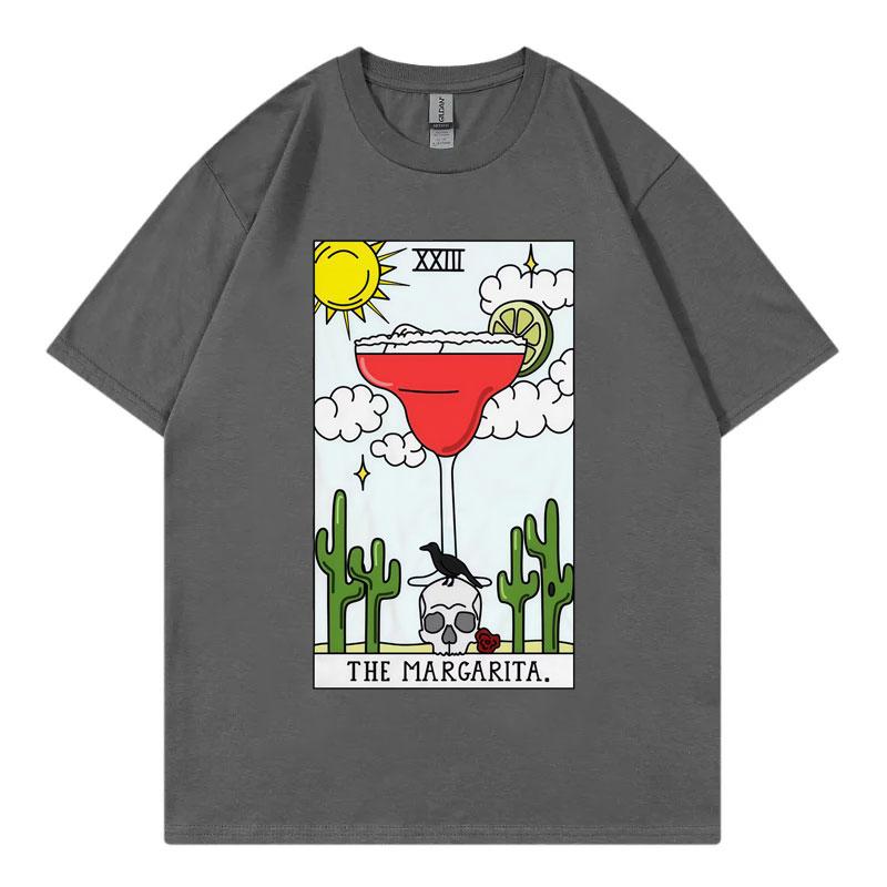Margarita Tarot Reading Future Card Funny Meme T Shirt Fashion Y2k Short Sleeve Tshirts Unisex Unisex Casual Loose Cotton Tshirt
