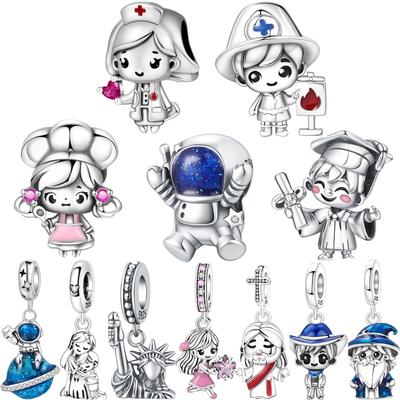 S925 Silver Astronaut Bead Bracelet Charms For Women Birthday Party Gifts Fine Jewelry DIY Accessories