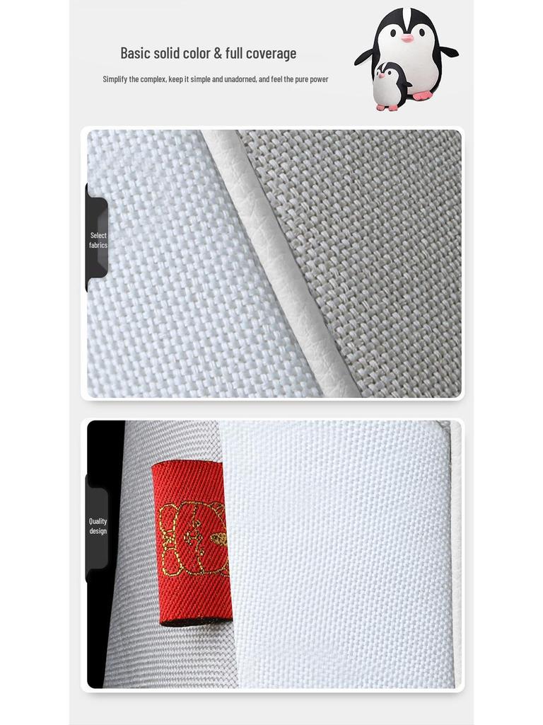 BYD Yuan PLUS Linen Cartoon Car Seat Cushion – Breathable, Full Wrap, Four Seasons Universal Cover.