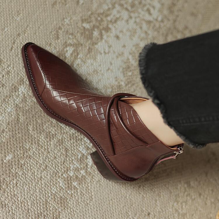 Fashion 2025 Autumn Split Leather Women Boots Pointed Toe Ankle Boots for Women Winter Boots Women Fashion Retro Chelsea Boots Female