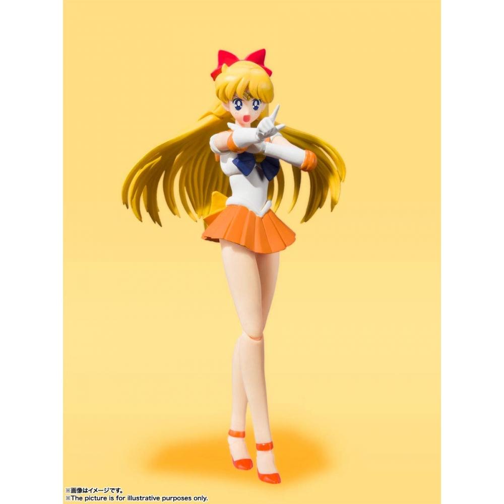 SHFiguarts Sailor Moon Sailor Venus - Animation Farbedition- (Wiederverkaufsversion) Ca.. 140 mm große, bewegliche Figur aus PVC und ABS, bemalt