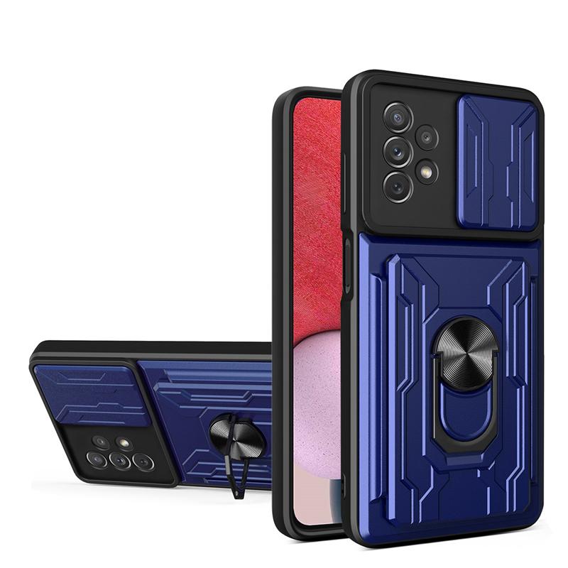 Armor Camera Protect Card Slot Ring Case For iPhone 14 13 12 11 Samsung Galaxy A53 A23 S22 S21 Redmi 10C OPPO Realme A54 A94 Vivo V23E Moto G200 Cover