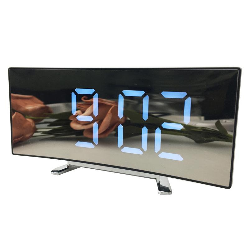 7 tommers digital vekkerklokke buet dimbar LED elektronisk digital skrivebordsklokke stort tall bordklokke