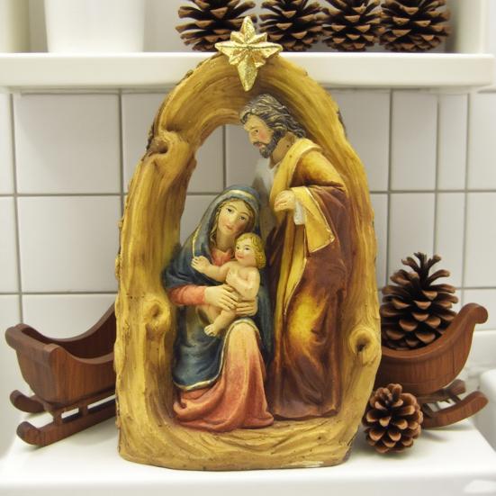Resin Statue Nativity Scene Christmas Ornament Waterproof UV Resistant Holy Family Sculpture Party Decor