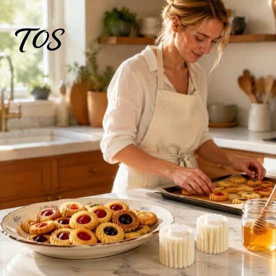 Easy Cleanup Dough Press 9PCS Round Double-Ended Pastry Mold, Hand-Press Mooncake Spiral And DIY Maker Petal Edge Design, Detachable Decorative