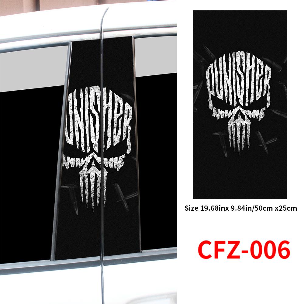 Punisher Skull Blood Stickers Car B-pillar Sticker Waterproof Auto Center Pillar Sunscreen Vinyl Decal Cover Scratch Accessories