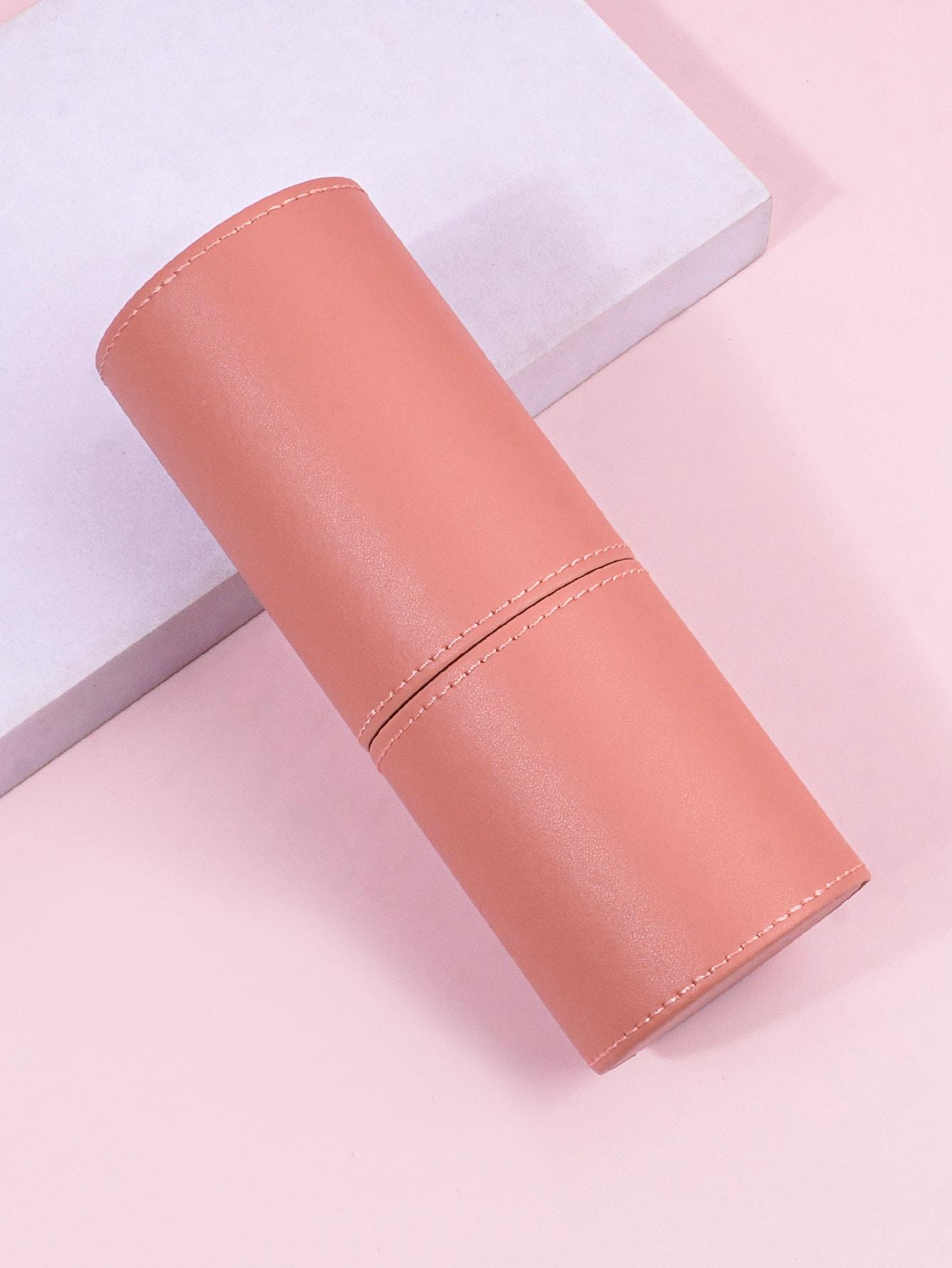 

Light luxury PU leather makeup case Desktop Brush Pen case Makeup brush case portable cosmetics storage bucket розовый