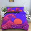 Retro Bedding Set Abstract Duvet Cover Set Waves and Sunset Pattern Comforter Cover with Pillowcase King Queen Home Textiles369