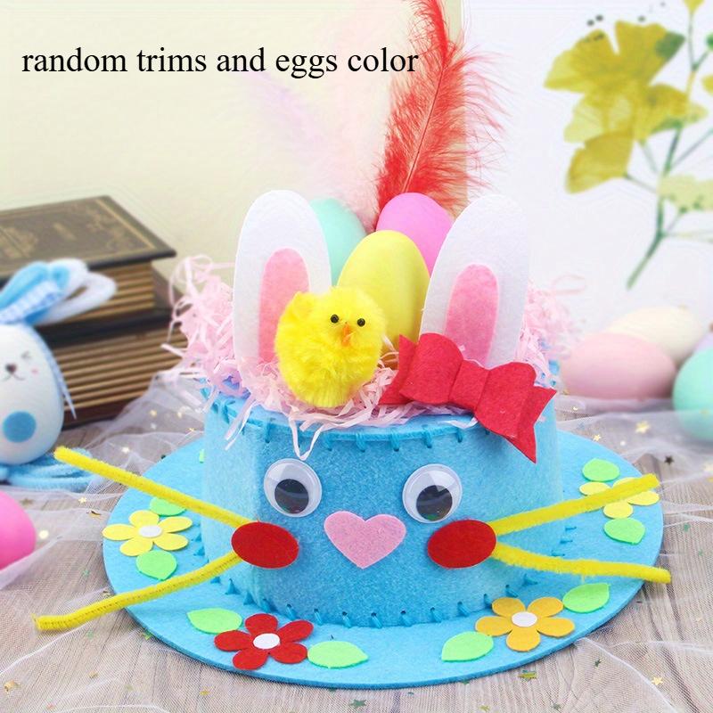 

Easter Hats DIY Craft Kit with Handmade Feather Decorations Bunny Chick for Toddlers Kids Easter Party Kindergarten Photo Props Other синий
