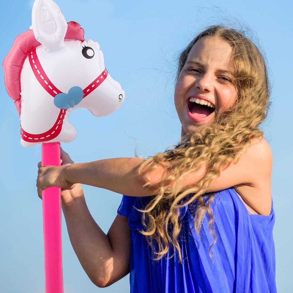 14 Pack 40 Inch Inflatable Stick Horse Blow up Cowboy Cowgirl Pony Horse head Stick Balloon for Birthday Christmas Baby Shower Cowboy Theme Party