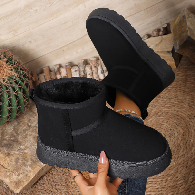 Fashion Soft Non Slip Thick Bottom Snow Boots Women 2025 Winter Classic Solid Suede Ankle Boots with Platform Warm Plush Shoes for Woman