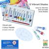 Doms Non-Toxic Water Colour Tube Set in Cardboard Box (12 Assorted Shades, 1 Paint Brush & 1 Palette)