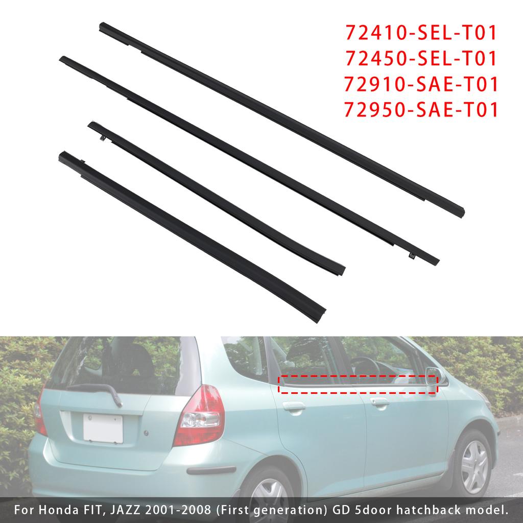 4 STÜCKE Wetterschutzleiste Gummidichtung Türgürtel für Honda FIT JAZZ 1. Generation 2001-2008