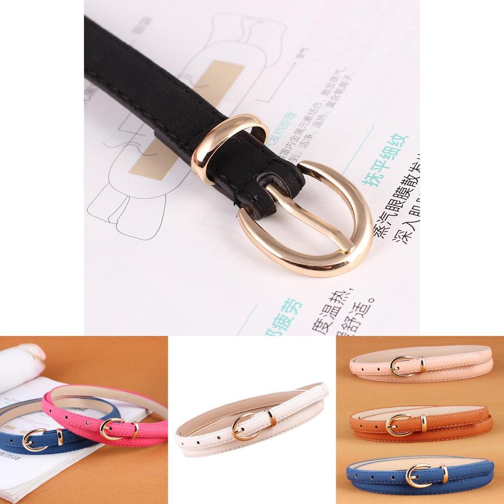 Fashionable Candy Color Women's Thin Faux Leather Belt With Alloy Pin Buckle