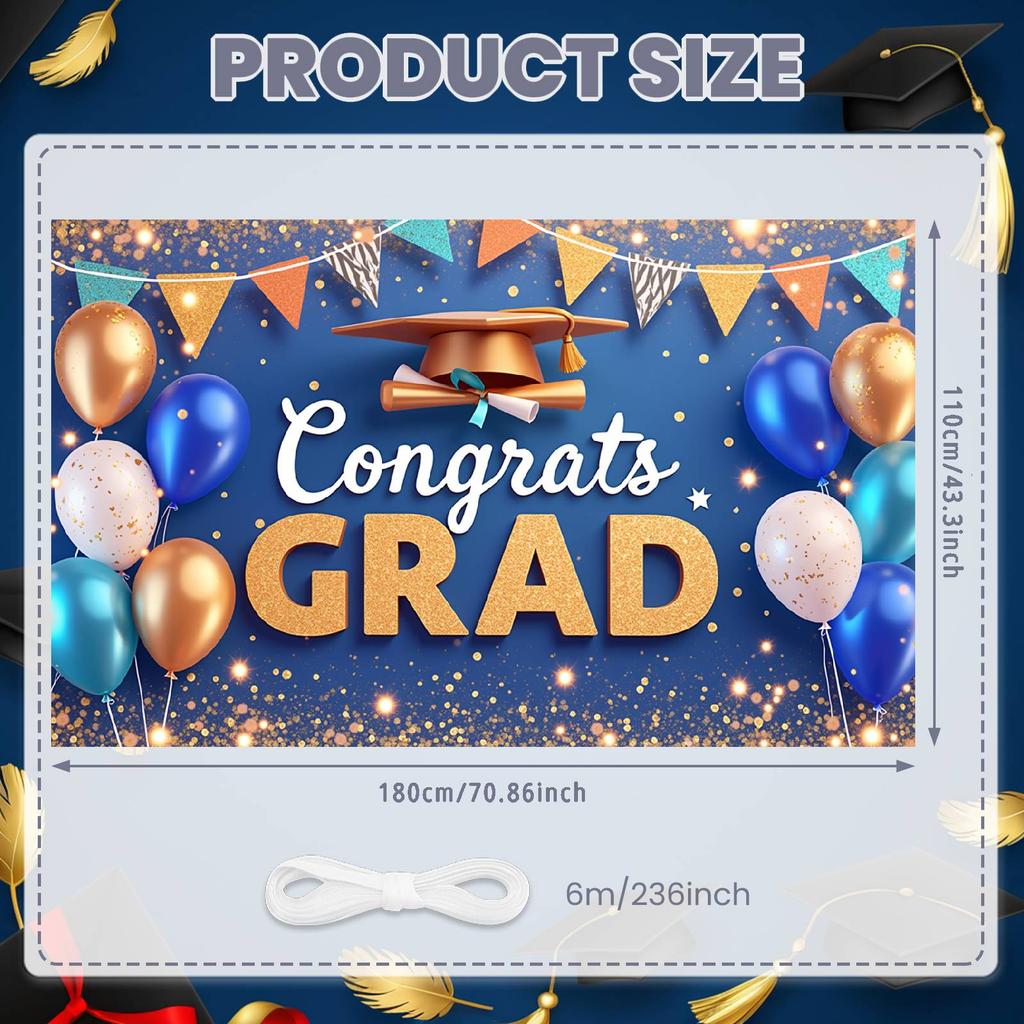 Graduate Display Triangular Flags Graduation Banner Degree Ceremony Backdrop Tassel Accent Grad Party Banner For Ceremony Photo