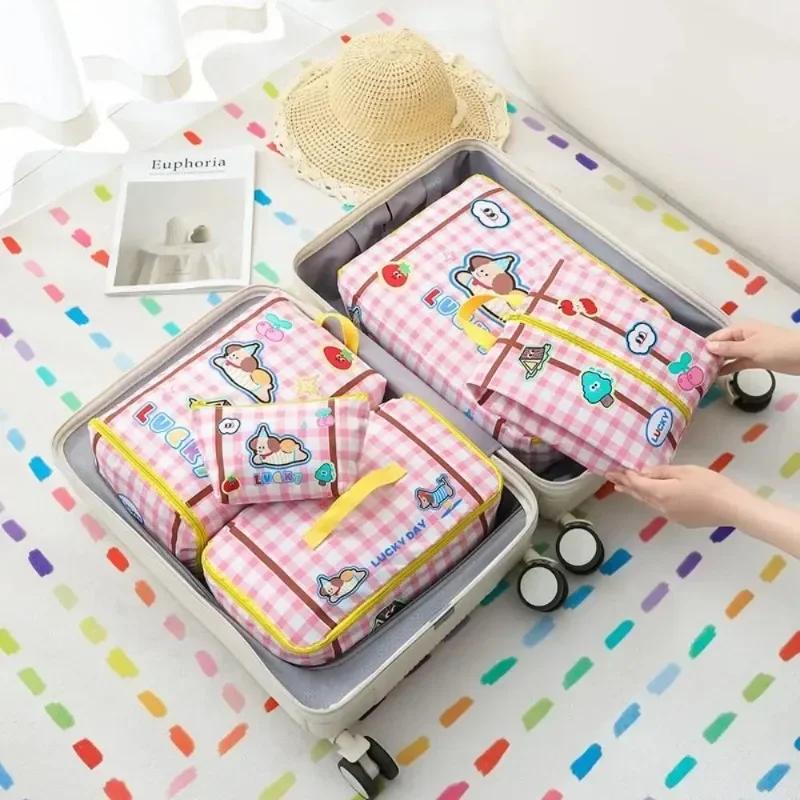 5pcs/set Travel Portable Storage Bag, Travel Clothes, Underwear, Shoes, Waterproof, Suitcase Compartment, Clothing Storage Bag