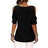 Women Casual Solid Cold Shoulder Loose Short Sleeve T Shirt