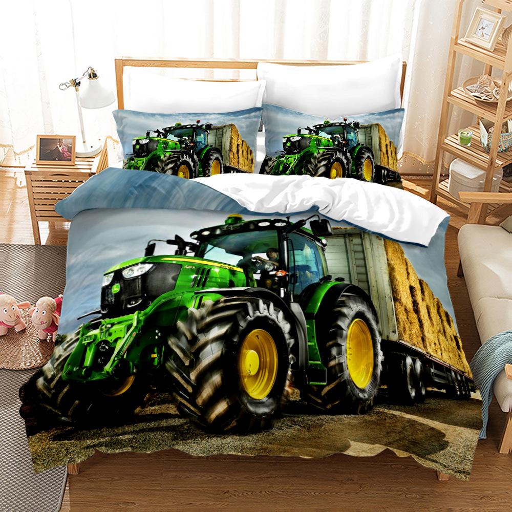 Bedding Three-Piece Set 3D Digital Printing Cool Tractor Series Bedding Three-Piece Set