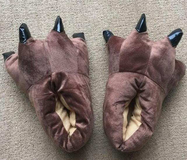 Superweiche Fleece-Tierpfoten-Hausschuhe für Damen & Herren - Gemütliche Baumwoll-Winterschuhe, Fersenbedeckt, Blau/Grün.