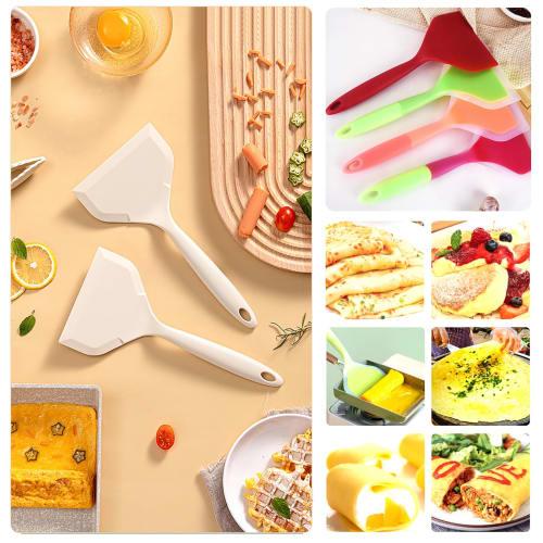 Heat-resistant Silicone Spatula, Spatula, Cooking Tool, Turner, for Frying Omelets and Omelet Pans, Set of 2, Red