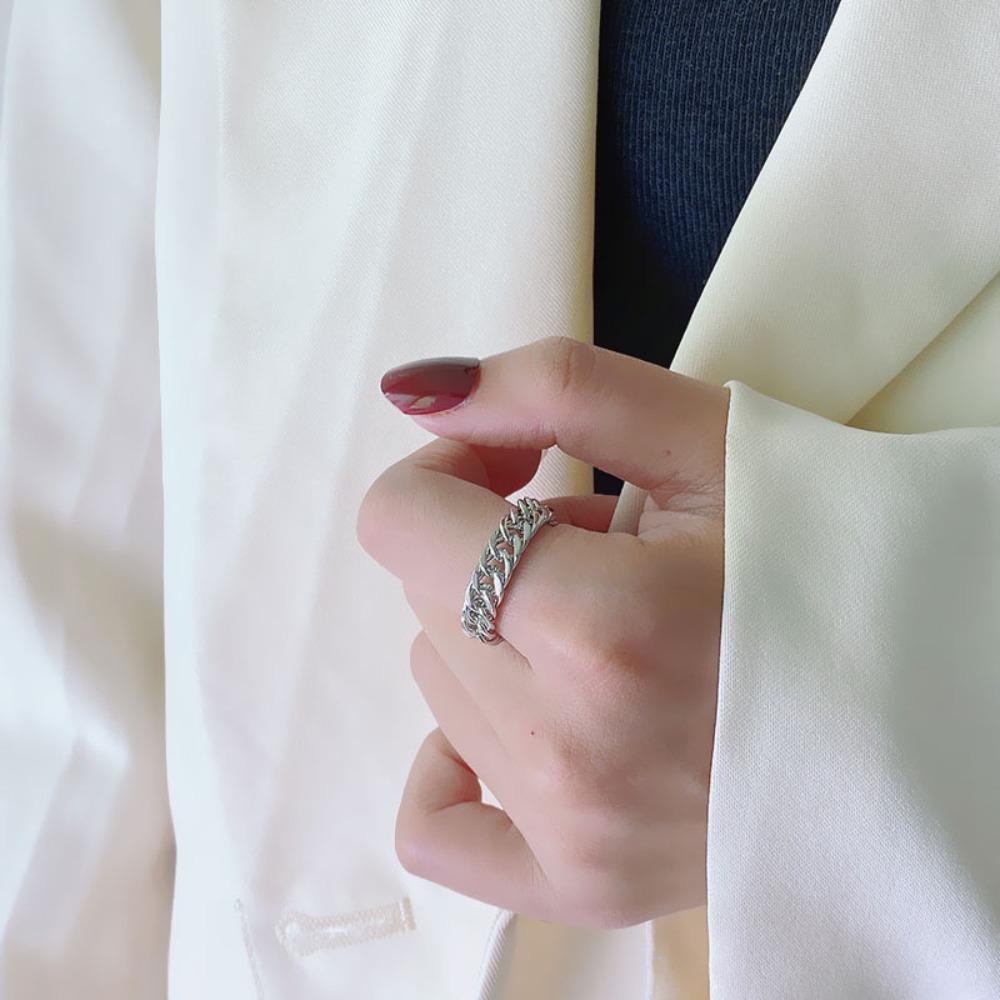 

Кольцо-цепочка из титановой стали для женщин, цвет 18к золота, уникальный дизайн, модная бижутерия US code No. 9