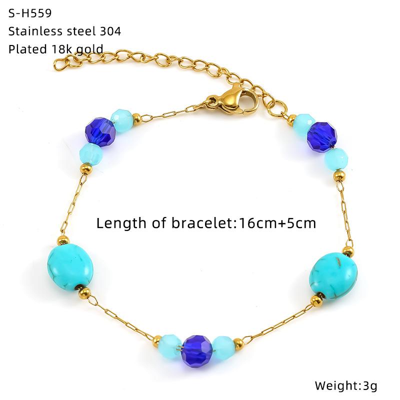 Titanium Steel Glazed Bead Pearl Bracelet, Sweet Crystal Natural Stone Colored Jewelry, High Sense Of Personality