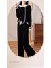 Women's Casual Color Block Hooded Wool Knit Sweatshirt & Long Pants Set - New Autumn Slimming Versatile Two-Piece