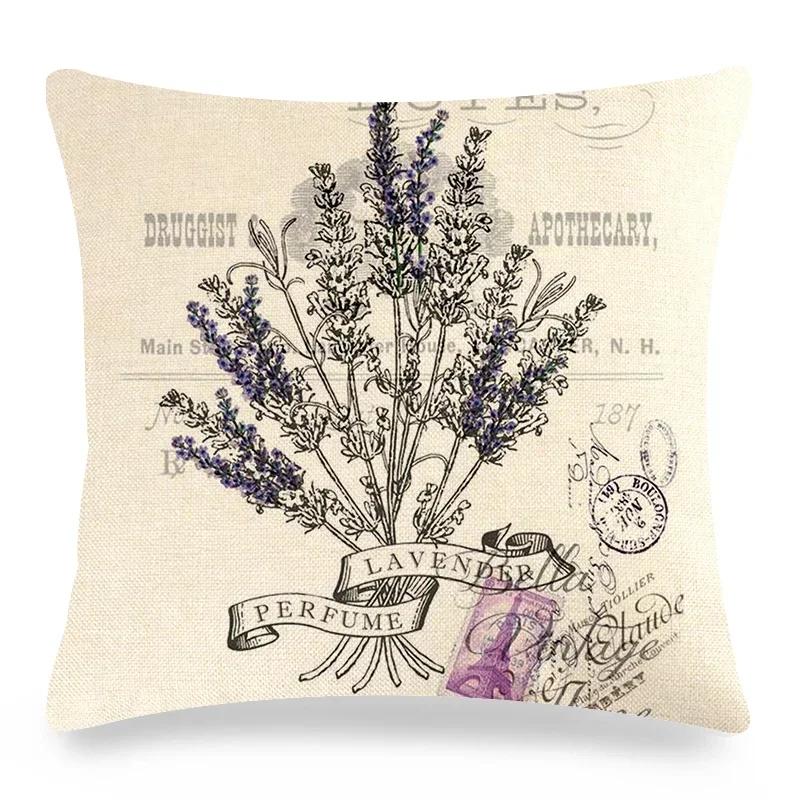 Vintage Poster Lavender Print Collection Polyester Pillowcase Pillowcase Pillowcase Home Decor Lathe Bedding