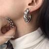 New Trendy Geometric Twisted Thick Hoop Clip Earrings Glossy Gold Huge Round Non Pierced Earrings for Women Punk Jewelry