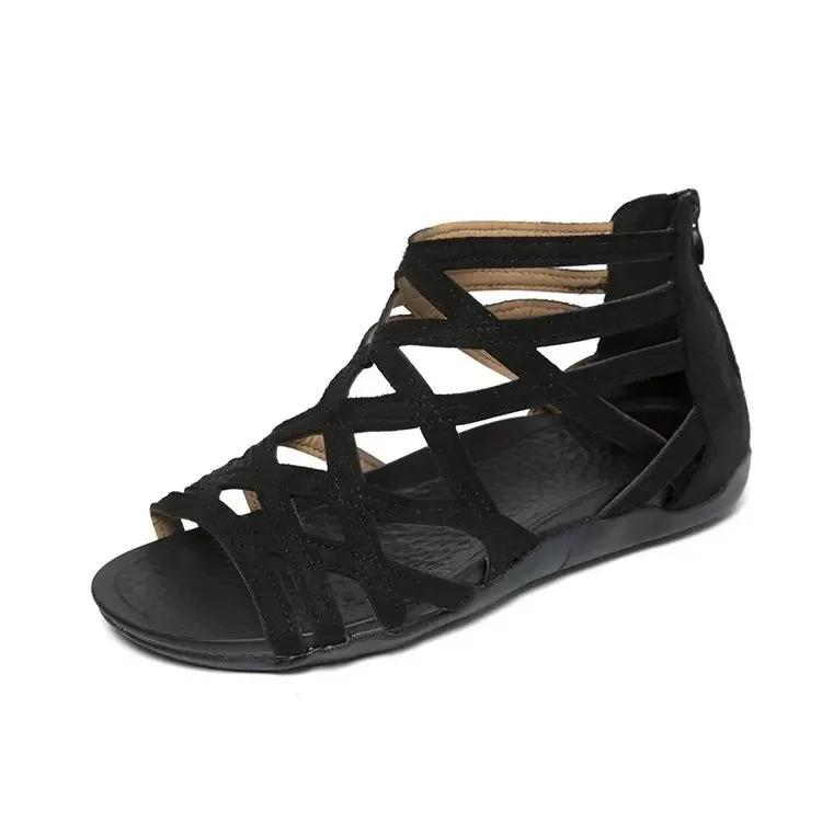 ladies Leopard Slope Heel Sandals Non-slip Lightweight Comfortable Casual womens Slippers Rome Outside Casual Flat Bottom Shoes