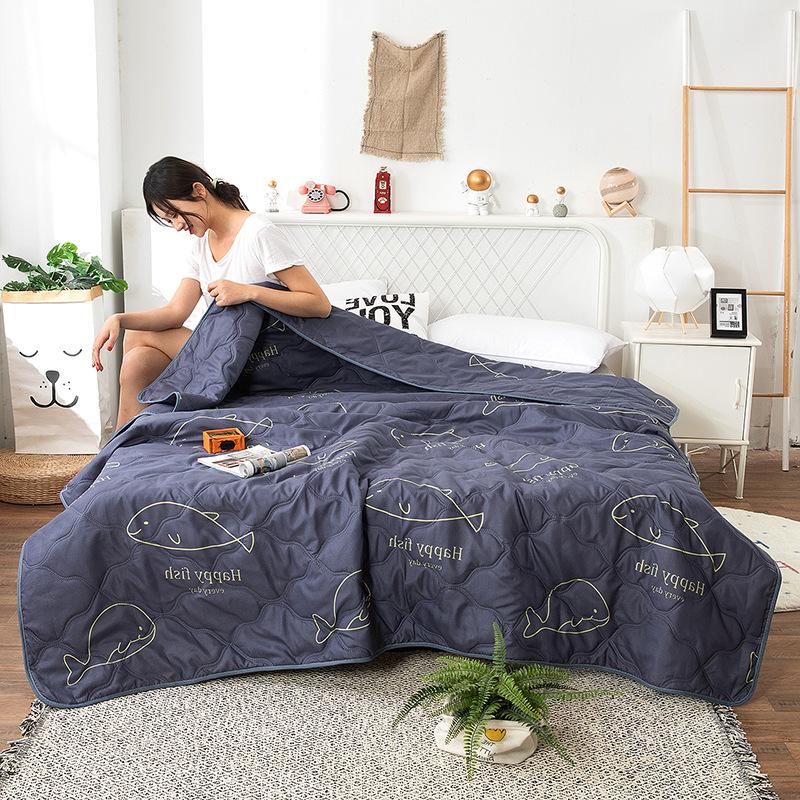 2025 Summer Thin Blanket Printing Bed Quilt Summer Cool Quilt Double Blankets Comforters Skin-friendly Cotton Thin Quilt Soft Bedding Home Textile