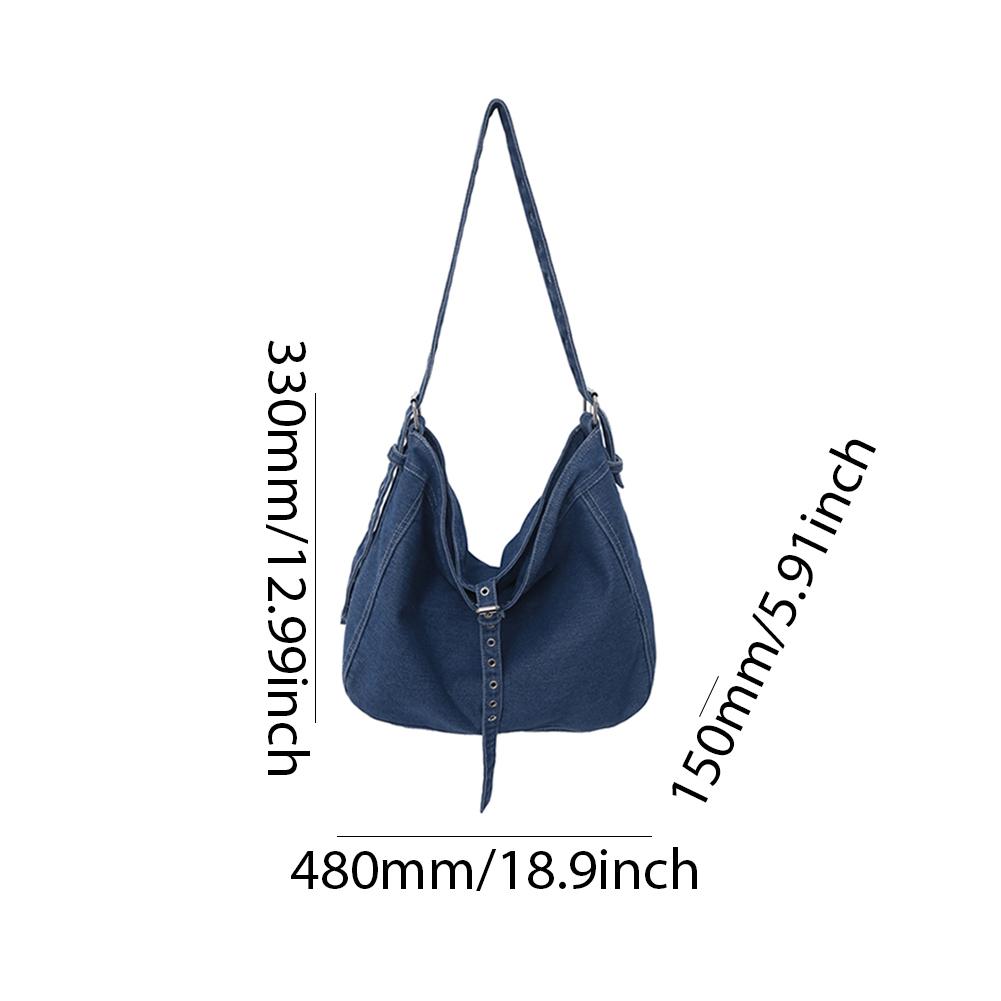 Damen Jeans Umhängetasche Große Kapazität Schultertasche Verstellbarer Riemen Vintage Umhängetasche Mehrere Fächer Lässige Messenger Bags